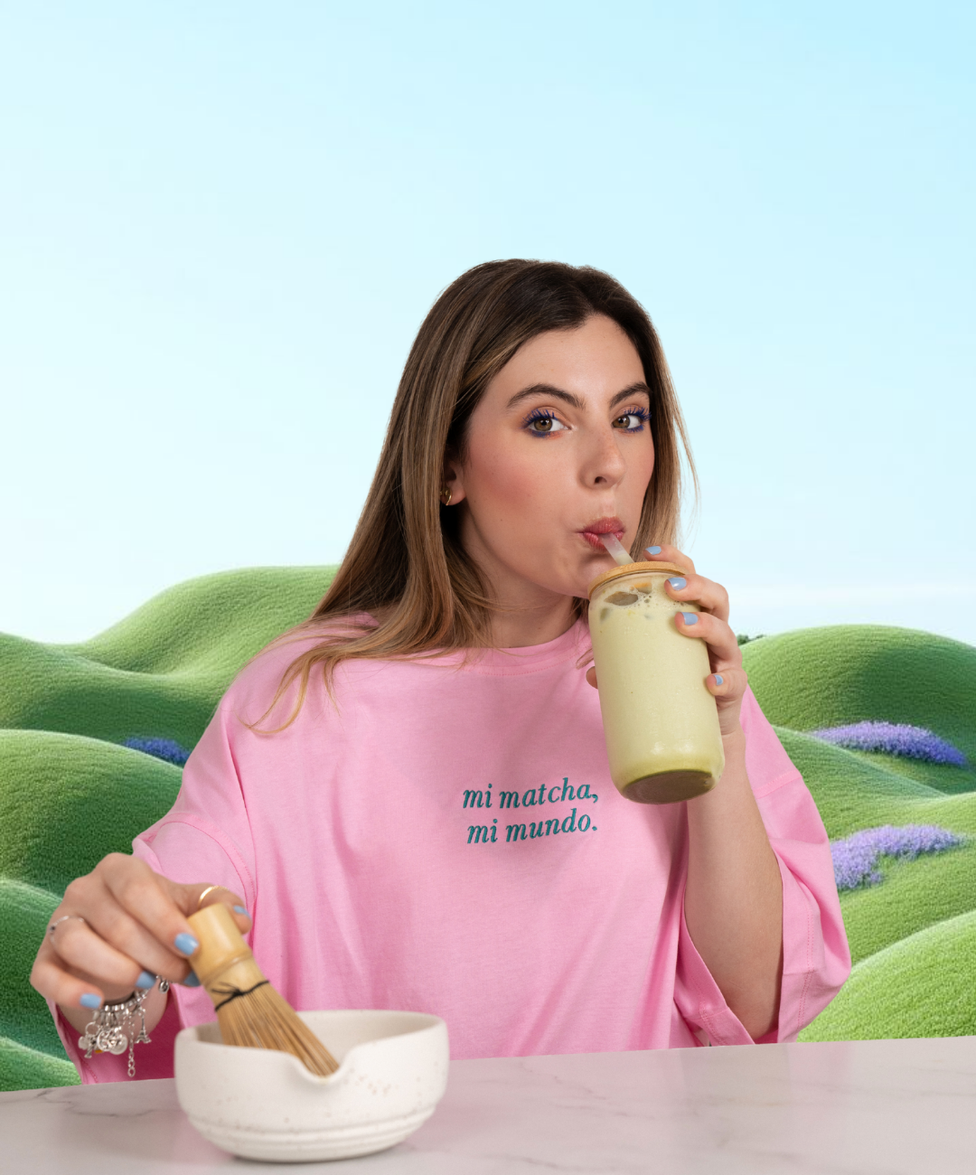Camiseta larga mi matcha mi mundo